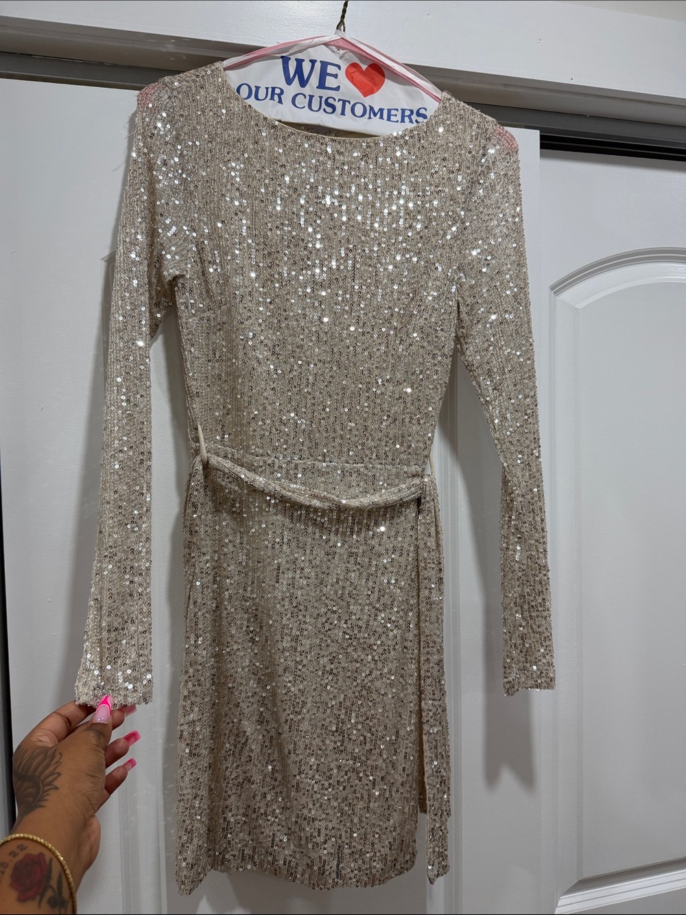 Windsor Cream Sequin Party Dress